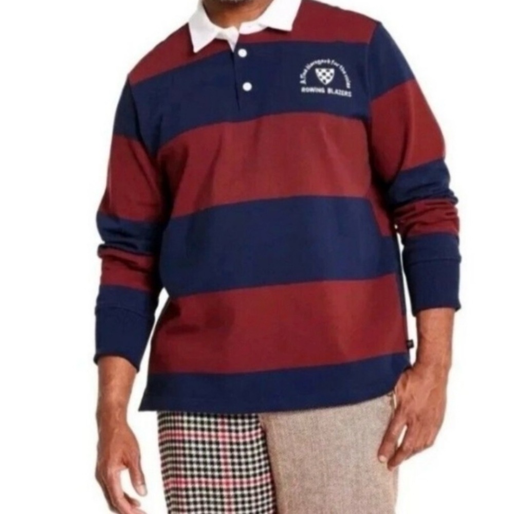 Rowing Blazers Polo Shirt Mens SZ M Red Blue Striped Rugby Pullover preppy top
